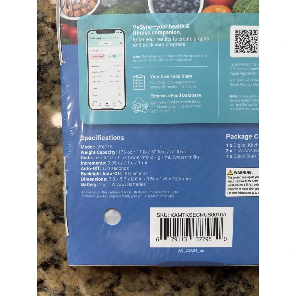 Etekcity Stainless Steel Digital Kitchen Food Scale EK6015 NEW SEALED